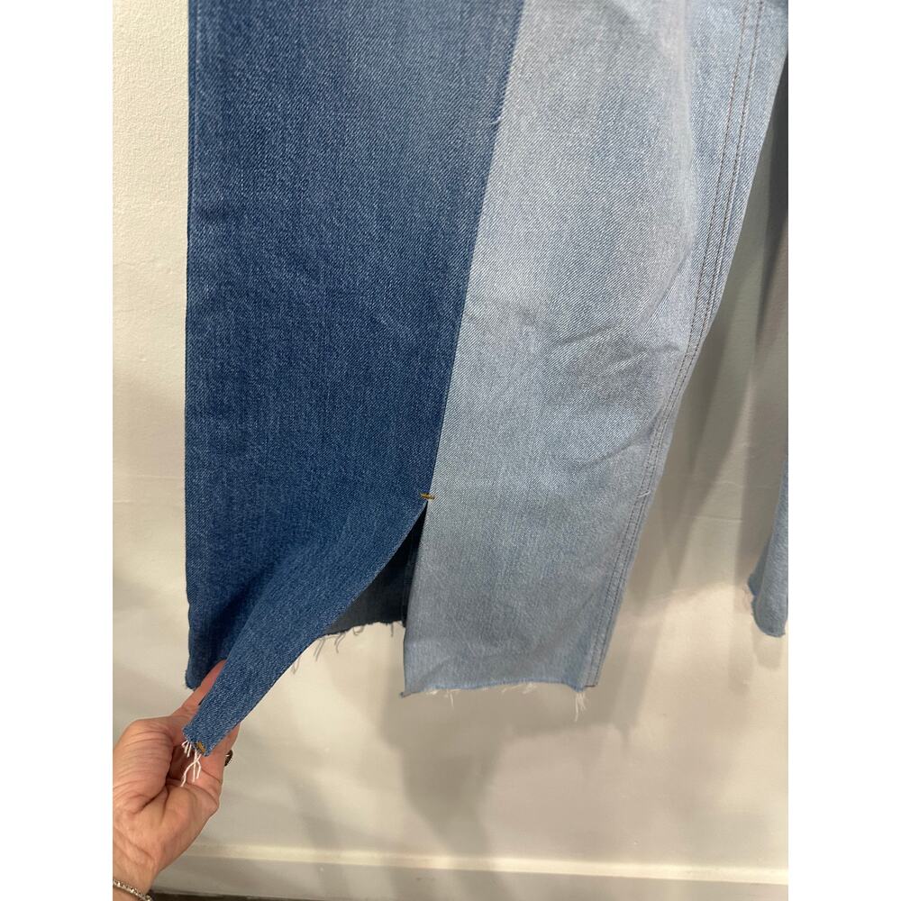 Frame Cotton Denim Split Seam Wide Leg Jeans Two-Toned Blue Women's Size 24 - Picture 4 of 9